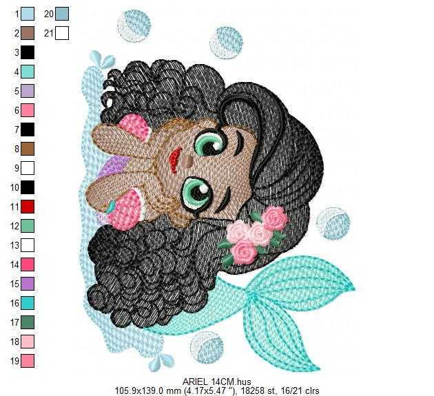 Ariel embroidery design - Disney Princess machine embroidery patterns - Baby Girl Mermaid design - Instant digital download - Marcia Embroidery