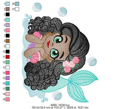 Ariel embroidery design - Disney Princess machine embroidery patterns - Baby Girl Mermaid design - Instant digital download - Marcia Embroidery
