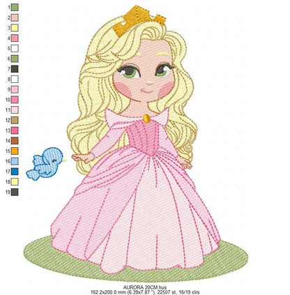 Aurora embroidery design - Disney Princess machine embroidery pattern - Baby girl file - Instant digital download pes jef dst - Marcia Embroidery