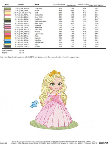 Aurora embroidery design - Disney Princess machine embroidery pattern - Baby girl file - Instant digital download pes jef dst - Marcia Embroidery