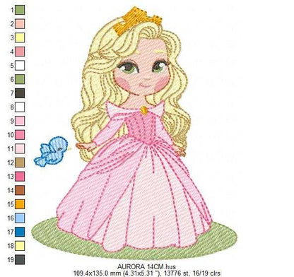 Aurora embroidery design - Disney Princess machine embroidery pattern - Baby girl file - Instant digital download pes jef dst - Marcia Embroidery