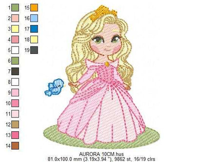 Aurora embroidery design - Disney Princess machine embroidery pattern - Baby girl file - Instant digital download pes jef dst - Marcia Embroidery