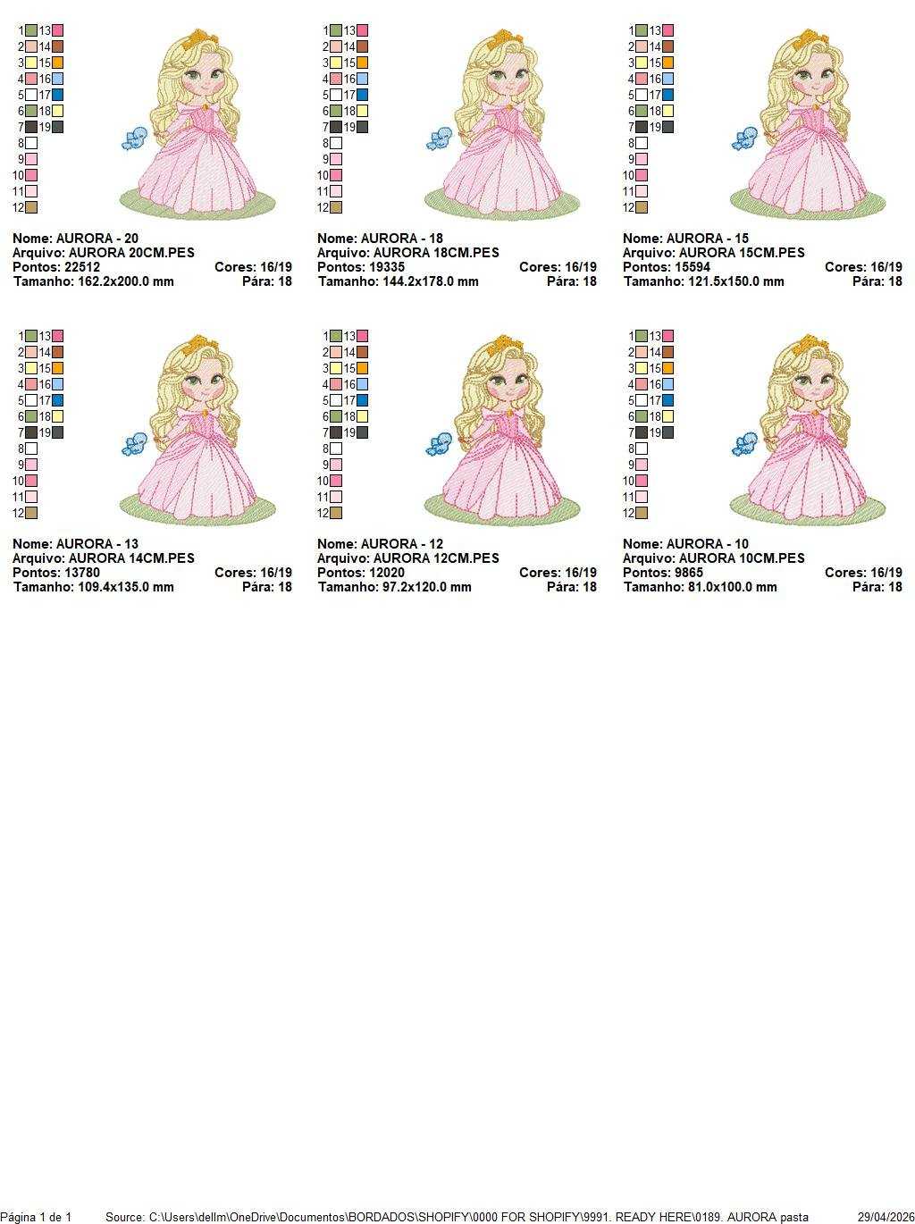 Aurora embroidery design - Disney Princess machine embroidery pattern - Baby girl file - Instant digital download pes jef dst - Marcia Embroidery