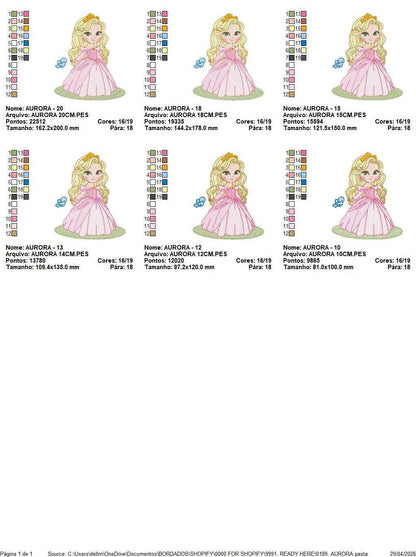 Aurora embroidery design - Disney Princess machine embroidery pattern - Baby girl file - Instant digital download pes jef dst - Marcia Embroidery