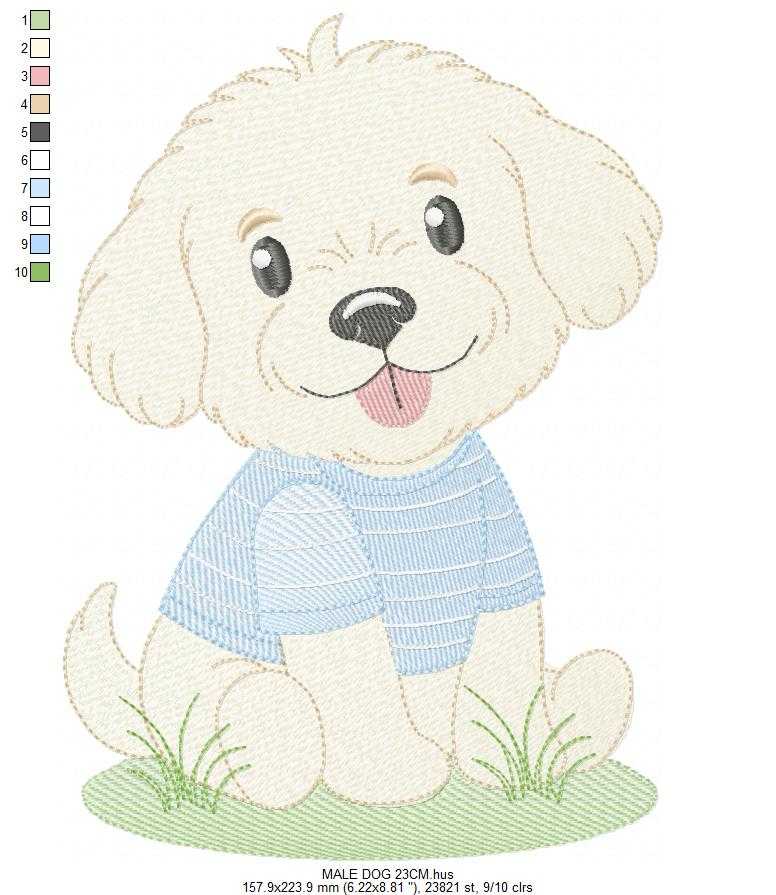 Baby Boy Dog embroidery design - Happy Male Puppy machine embroidery pattern - Pet embroidery file - Instant digital download pes jef - Marcia Embroidery