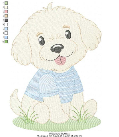 Baby Boy Dog embroidery design - Happy Male Puppy machine embroidery pattern - Pet embroidery file - Instant digital download pes jef - Marcia Embroidery