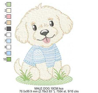 Baby Boy Dog embroidery design - Happy Male Puppy machine embroidery pattern - Pet embroidery file - Instant digital download pes jef - Marcia Embroidery