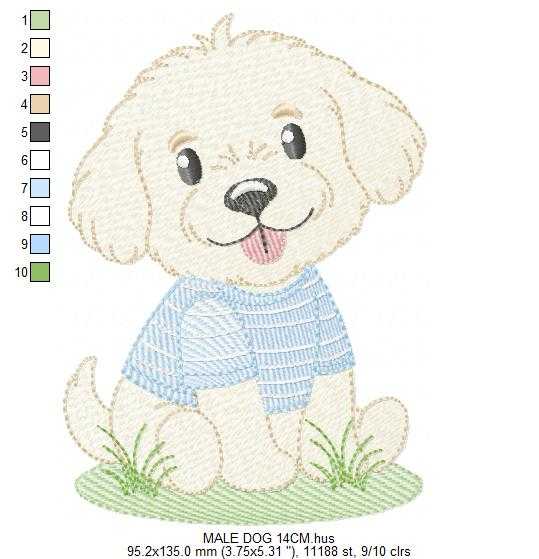 Baby Boy Dog embroidery design - Happy Male Puppy machine embroidery pattern - Pet embroidery file - Instant digital download pes jef - Marcia Embroidery