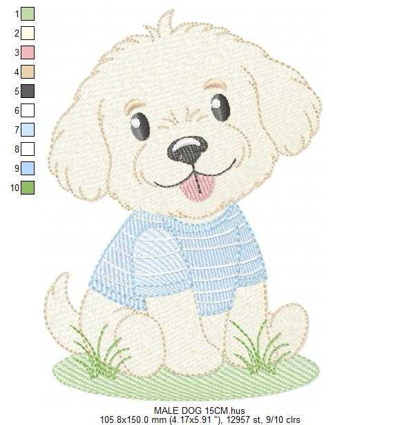 Baby Boy Dog embroidery design - Happy Male Puppy machine embroidery pattern - Pet embroidery file - Instant digital download pes jef - Marcia Embroidery