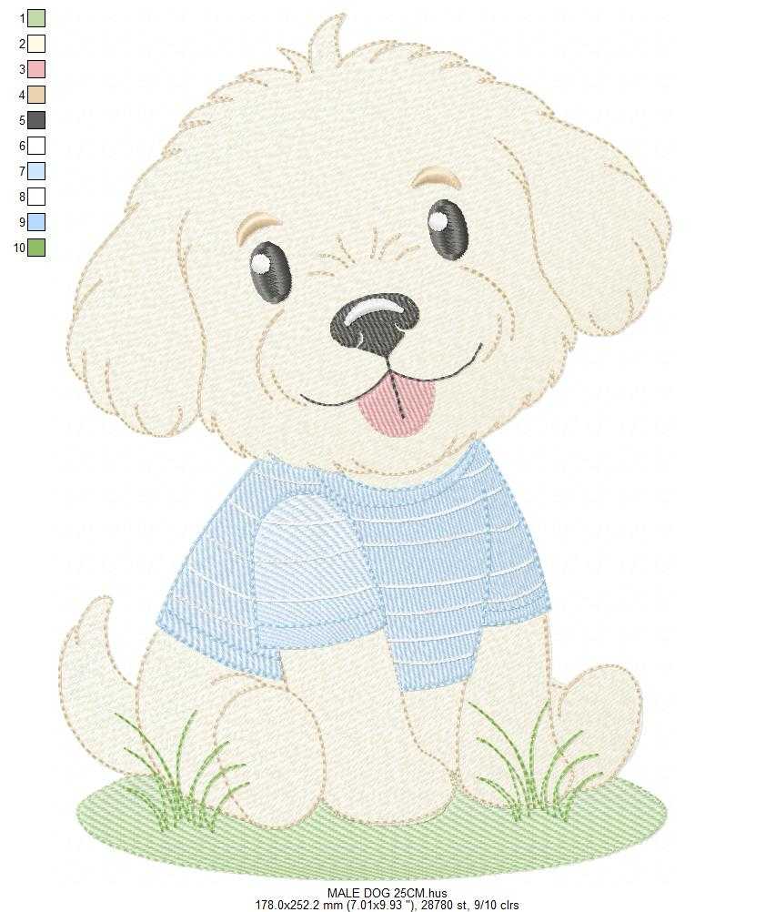 Baby Boy Dog embroidery design - Happy Male Puppy machine embroidery pattern - Pet embroidery file - Instant digital download pes jef - Marcia Embroidery