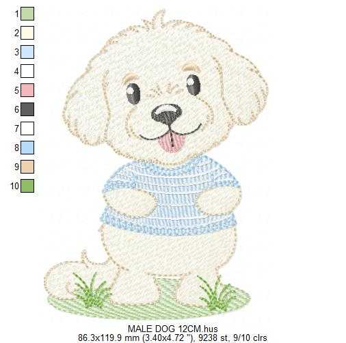 Baby Boy Dog embroidery design - Happy male Puppy machine embroidery pattern - Pet embroidery file - Instant digital download pes jef dst - Marcia Embroidery