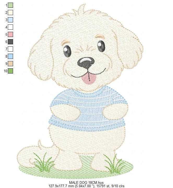 Baby Boy Dog embroidery design - Happy male Puppy machine embroidery pattern - Pet embroidery file - Instant digital download pes jef dst - Marcia Embroidery
