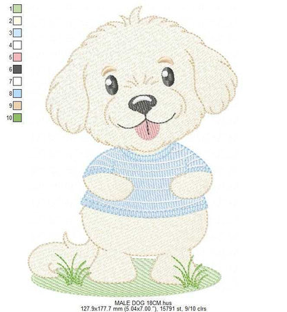 Baby Boy Dog embroidery design - Happy male Puppy machine embroidery pattern - Pet embroidery file - Instant digital download pes jef dst - Marcia Embroidery