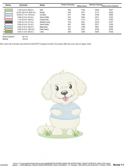 Baby Boy Dog embroidery design - Happy male Puppy machine embroidery pattern - Pet embroidery file - Instant digital download pes jef dst - Marcia Embroidery