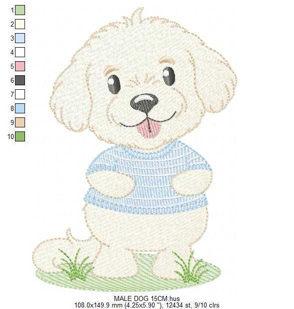 Baby Boy Dog embroidery design - Happy male Puppy machine embroidery pattern - Pet embroidery file - Instant digital download pes jef dst - Marcia Embroidery