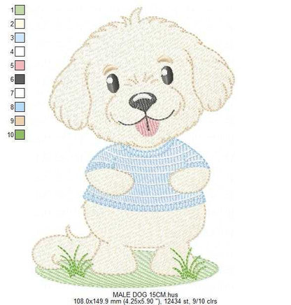 Baby Boy Dog embroidery design - Happy male Puppy machine embroidery pattern - Pet embroidery file - Instant digital download pes jef dst - Marcia Embroidery
