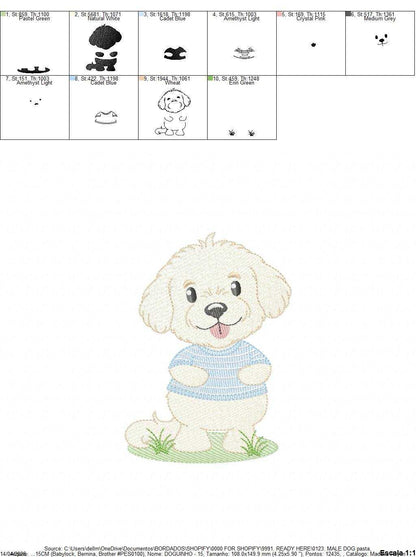 Baby Boy Dog embroidery design - Happy male Puppy machine embroidery pattern - Pet embroidery file - Instant digital download pes jef dst - Marcia Embroidery