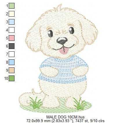 Baby Boy Dog embroidery design - Happy male Puppy machine embroidery pattern - Pet embroidery file - Instant digital download pes jef dst - Marcia Embroidery