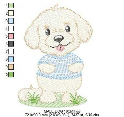 Baby Boy Dog embroidery design - Happy male Puppy machine embroidery pattern - Pet embroidery file - Instant digital download pes jef dst - Marcia Embroidery