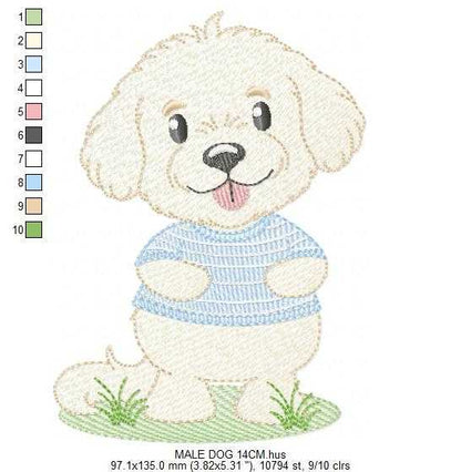 Baby Boy Dog embroidery design - Happy male Puppy machine embroidery pattern - Pet embroidery file - Instant digital download pes jef dst - Marcia Embroidery