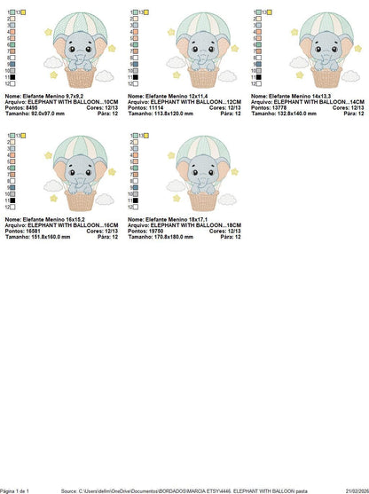 Baby Boy Elephant embroidery designs - Elephant with balloon machine embroidery pattern - Safari wild Animal - Instant download pes jef dst - Marcia Embroidery