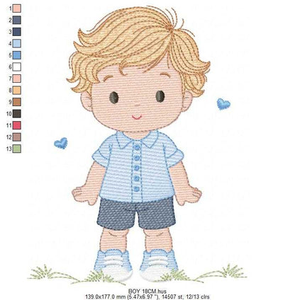 Baby Boy embroidery design - Children machine embroidery pattern - Kid Toy file - Instant digital download pes jef dst - Marcia Embroidery