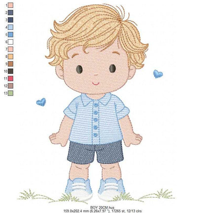 Baby Boy embroidery design - Children machine embroidery pattern - Kid Toy file - Instant digital download pes jef dst - Marcia Embroidery