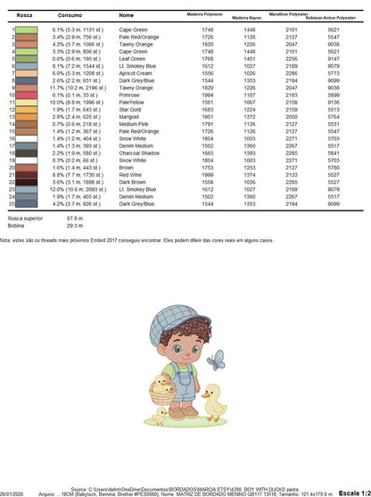 Baby Boy Farmer embroidery design - Boy with hat and ducks machine embroidery pattern - Ranch Horse Farm file - Instant download pes jef dst - Marcia Embroidery