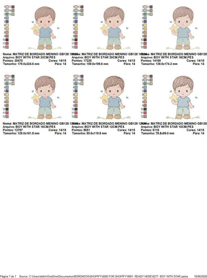 Baby Boy with star embroidery design - Children machine embroidery pattern - Kid Toy file - Instant digital download pes jef dst - Marcia Embroidery