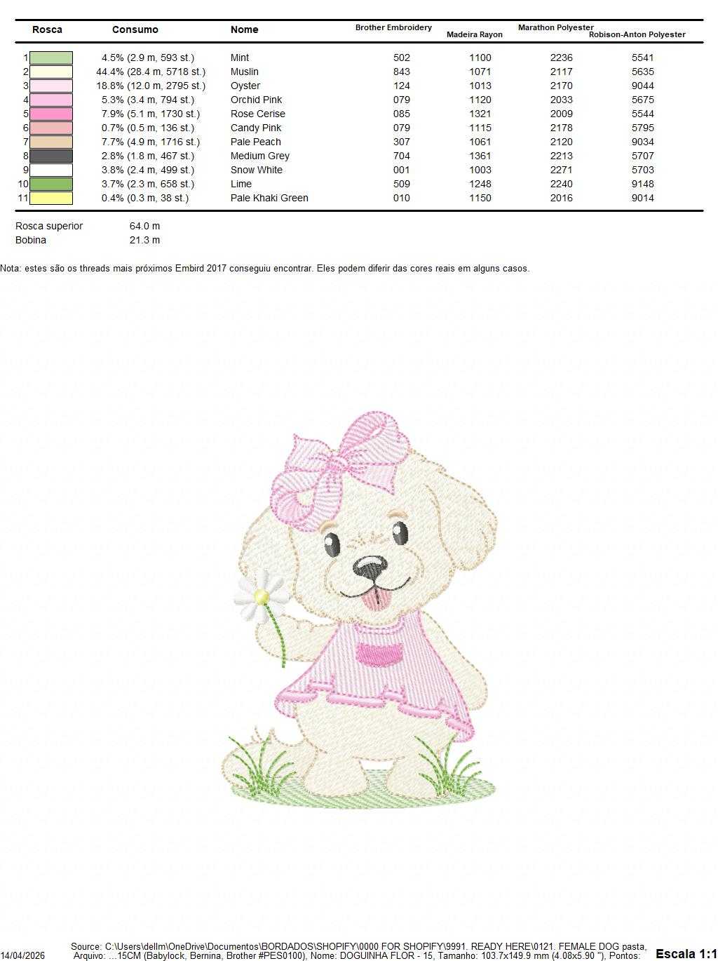 Baby Girl Dog embroidery design - Female Dog with pink dress machine embroidery pattern - Pet embroidery file - Instant digital download pes jef - Marcia Embroidery