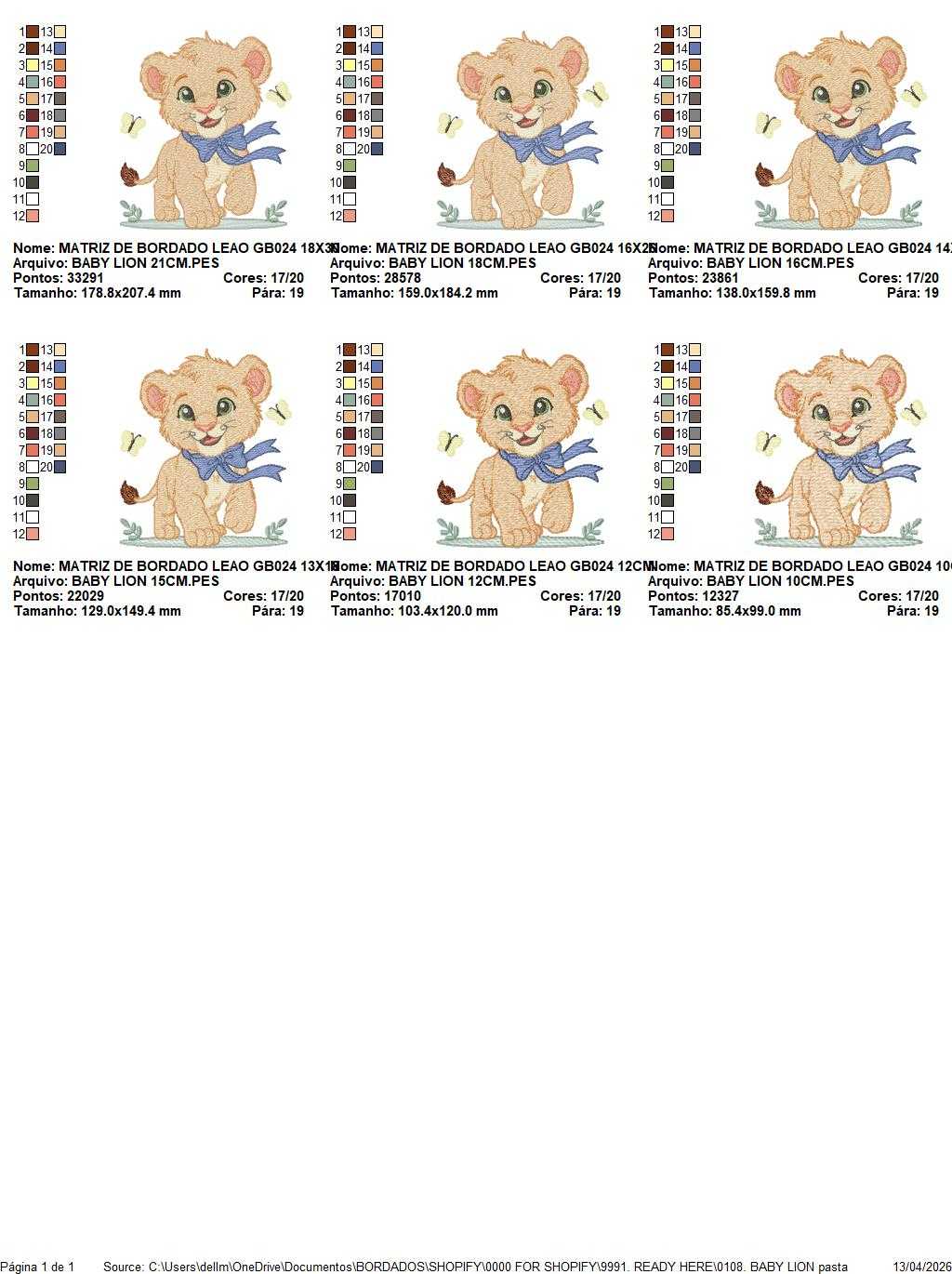 Baby Lion embroidery design - Safari animal Lion Cub machine embroidery pattern - Baby boy and girl file - Instant download - Marcia Embroidery