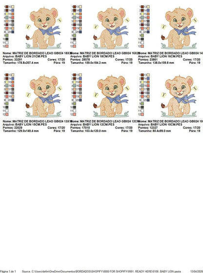 Baby Lion embroidery design - Safari animal Lion Cub machine embroidery pattern - Baby boy and girl file - Instant download - Marcia Embroidery