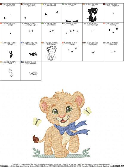 Baby Lion embroidery design - Safari animal Lion Cub machine embroidery pattern - Baby boy and girl file - Instant download - Marcia Embroidery