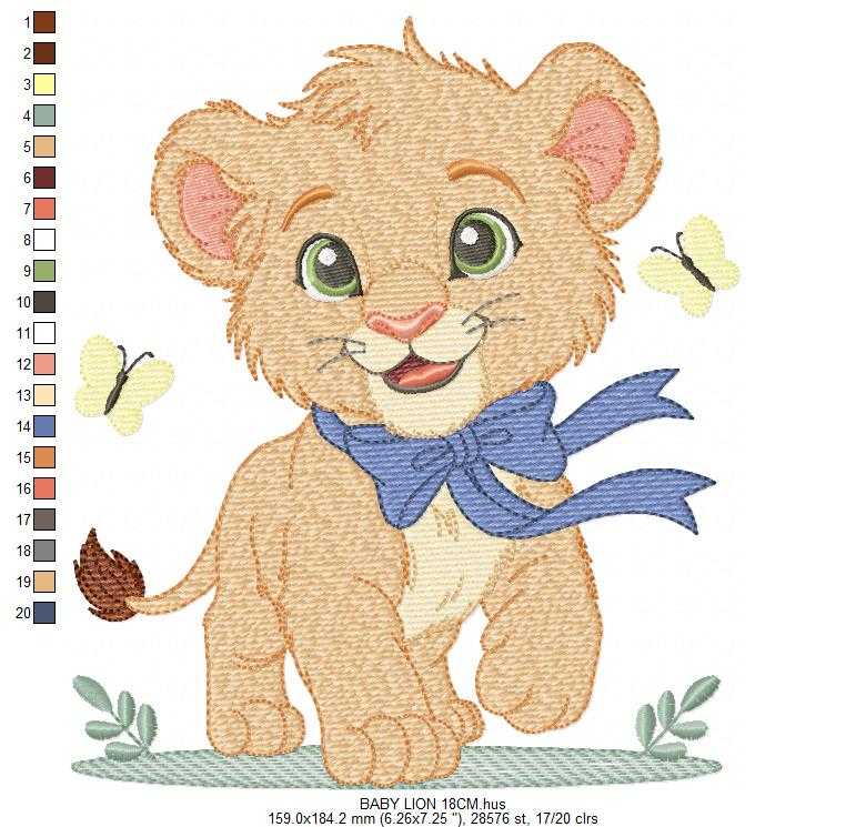 Baby Lion embroidery design - Safari animal Lion Cub machine embroidery pattern - Baby boy and girl file - Instant download - Marcia Embroidery