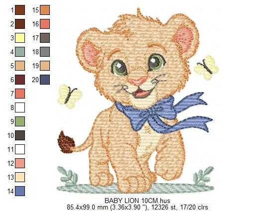 Baby Lion embroidery design - Safari animal Lion Cub machine embroidery pattern - Baby boy and girl file - Instant download - Marcia Embroidery