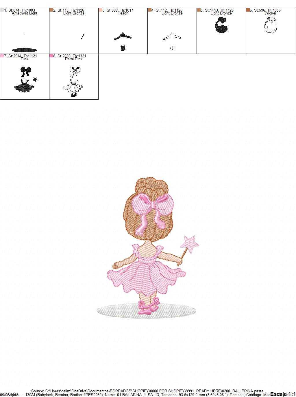Ballerina embroidery design - Ballet dancer machine embroidery pattern - Baby girl file - Instant digital download pes jef - Marcia Embroidery