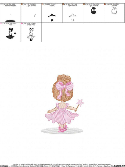 Ballerina embroidery design - Ballet dancer machine embroidery pattern - Baby girl file - Instant digital download pes jef - Marcia Embroidery