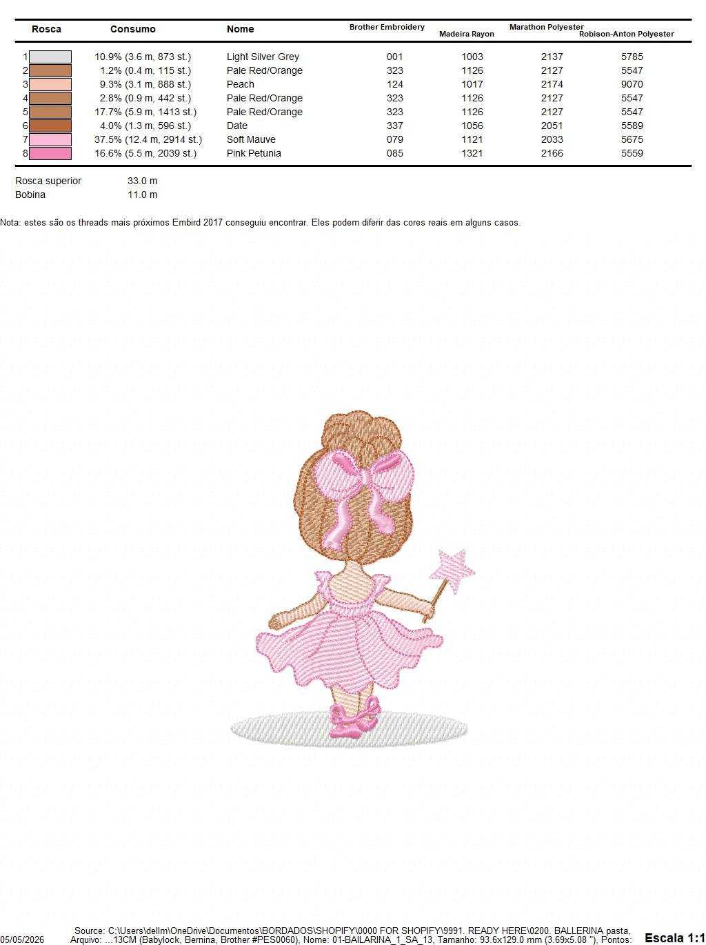 Ballerina embroidery design - Ballet dancer machine embroidery pattern - Baby girl file - Instant digital download pes jef - Marcia Embroidery