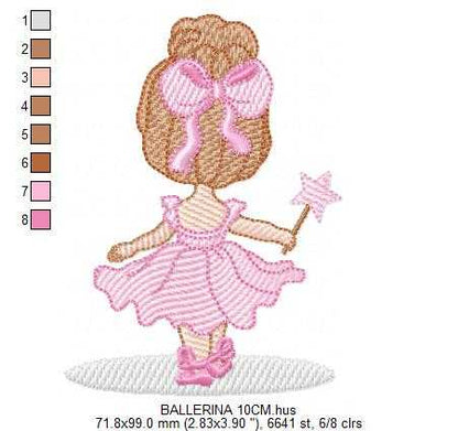 Ballerina embroidery design - Ballet dancer machine embroidery pattern - Baby girl file - Instant digital download pes jef - Marcia Embroidery