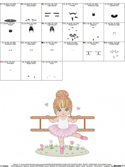 Ballerina embroidery design - Ballet dancer machine embroidery pattern - Baby girl file - Instant download pes jef - Marcia Embroidery