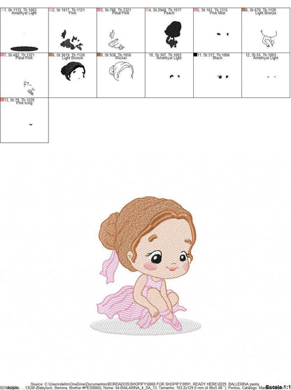 Ballerina embroidery design - Ballet dancer with tutu machine embroidery pattern - Baby girl file - Instant digital download pes jef dst - Marcia Embroidery