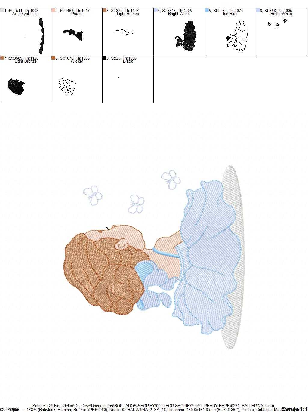 Ballerina embroidery design - Ballet dancer with tutu machine embroidery pattern - Baby girl file - Instant digital download pes jef dst - Marcia Embroidery