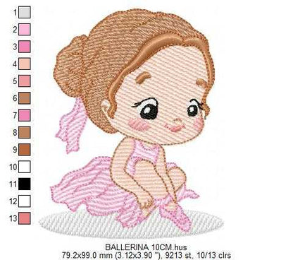 Ballerina embroidery design - Ballet dancer with tutu machine embroidery pattern - Baby girl file - Instant digital download pes jef dst - Marcia Embroidery