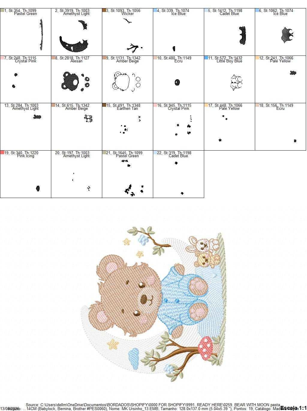 Bear embroidery designs - Bear with pajamas machine embroidery pattern - Baby Boy and girl file - Sleeping bear instant download pes jef dst - Marcia Embroidery