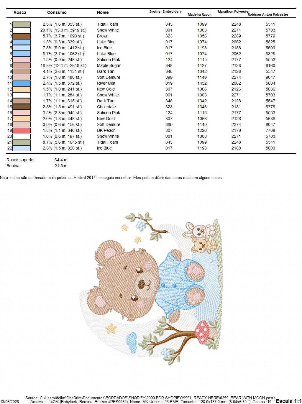 Bear embroidery designs - Bear with pajamas machine embroidery pattern - Baby Boy and girl file - Sleeping bear instant download pes jef dst - Marcia Embroidery