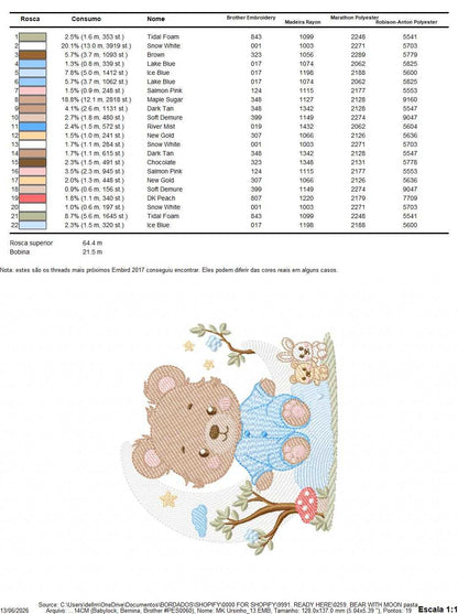 Bear embroidery designs - Bear with pajamas machine embroidery pattern - Baby Boy and girl file - Sleeping bear instant download pes jef dst - Marcia Embroidery