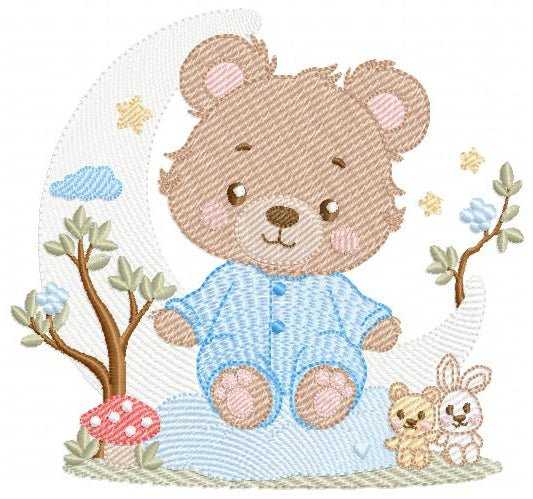Bear embroidery designs - Bear with pajamas machine embroidery pattern - Baby Boy and girl file - Sleeping bear instant download pes jef dst - Marcia Embroidery