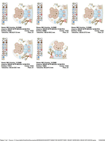 Bear embroidery designs - Bear with pajamas machine embroidery pattern - Baby Boy and girl file - Sleeping bear instant download pes jef dst - Marcia Embroidery