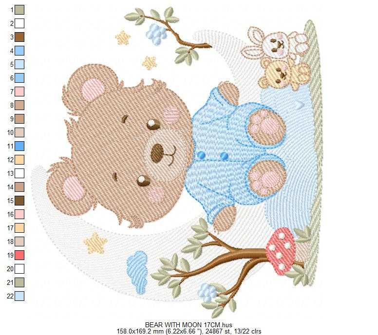 Bear embroidery designs - Bear with pajamas machine embroidery pattern - Baby Boy and girl file - Sleeping bear instant download pes jef dst - Marcia Embroidery