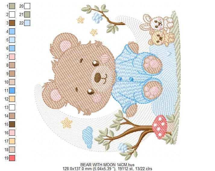Bear embroidery designs - Bear with pajamas machine embroidery pattern - Baby Boy and girl file - Sleeping bear instant download pes jef dst - Marcia Embroidery